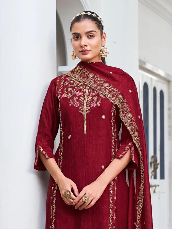 VP 9481 M Women Kurta and Trouser Duppata Set Silk Blend